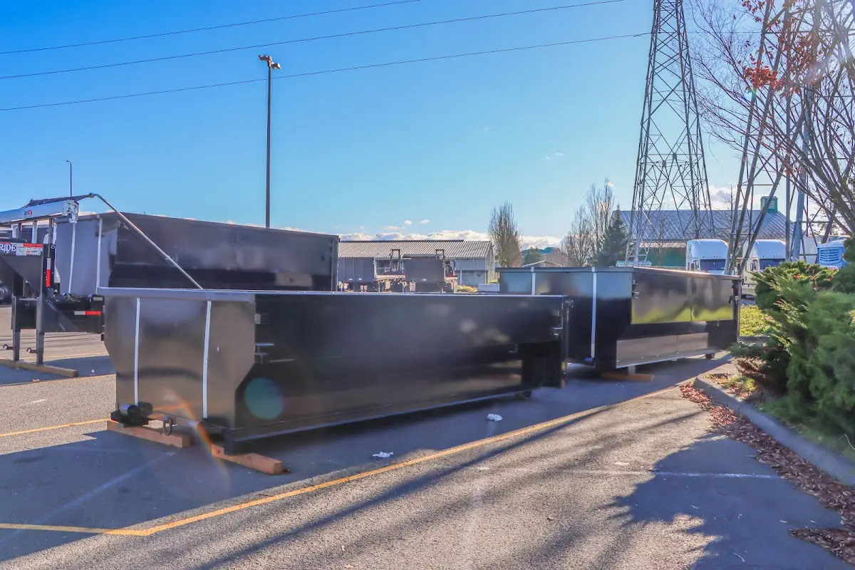 Roll-off dumpster ready for waste disposal at job site for Roofing Dumpster Rental in Sedro-Woolley